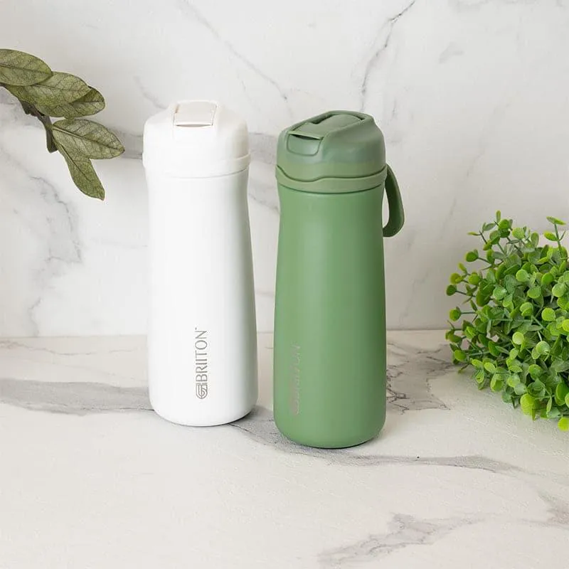 H2O Splash Hot & Cold Thermos Water Bottle (White & Green, 600 mL Each) - Set Of Two media 1
