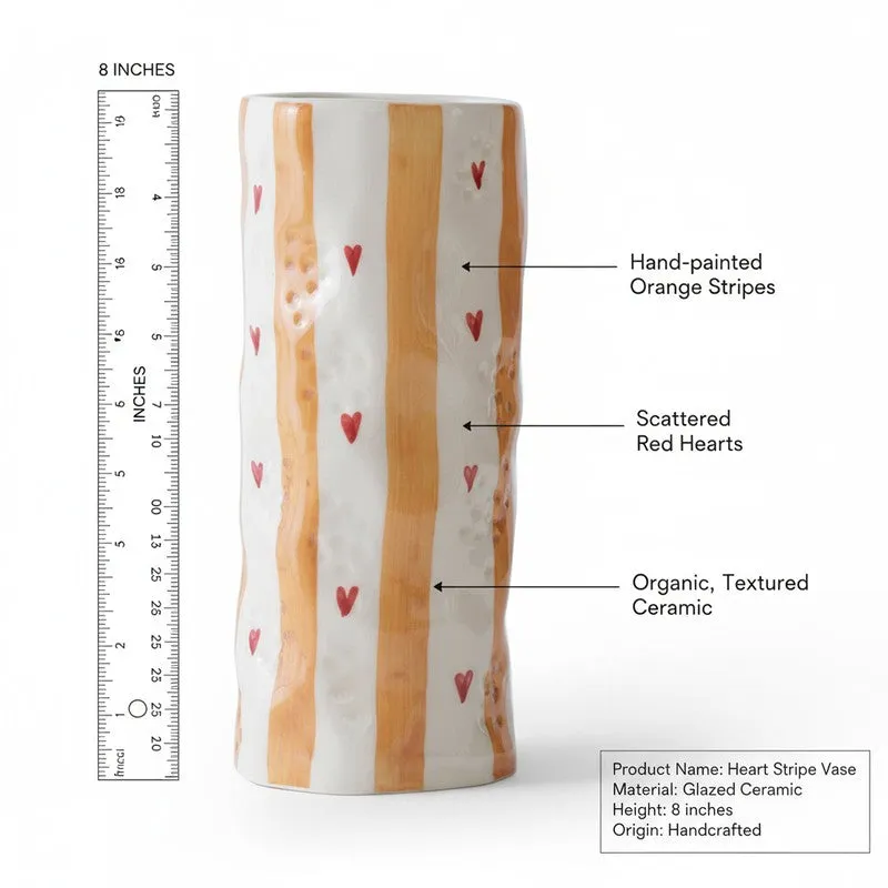 Monoline Stripe Tall Ceramic Vase - Orange media 9