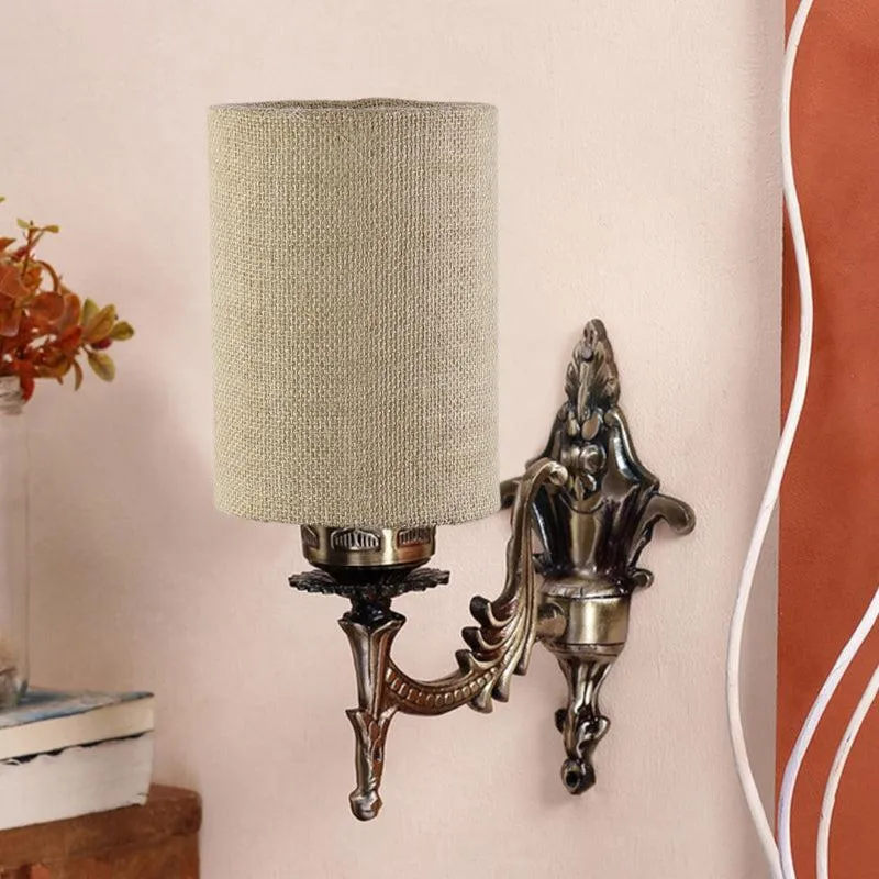 Vista Edrel Cylindrical Fabric & Metal Wall Lamp - Beige media 3