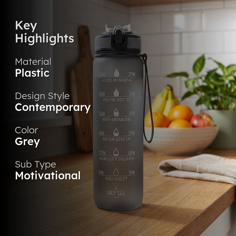 Solara Sportiq Plastic Water Bottle (1000 mL) - Grey media 2