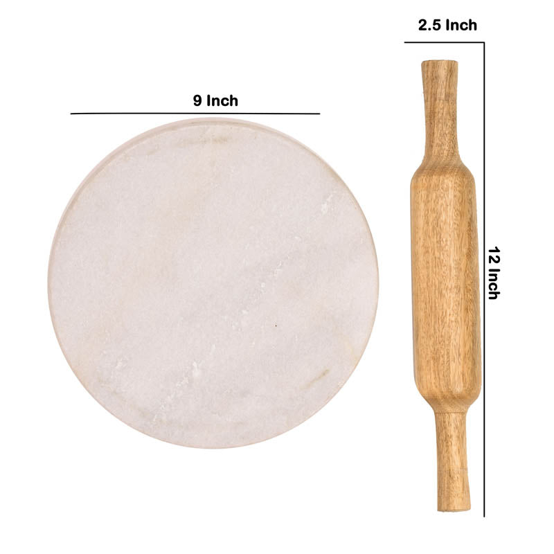 Pavona Wood Rolling Pin With Marble Board - Set Of Two media 6
