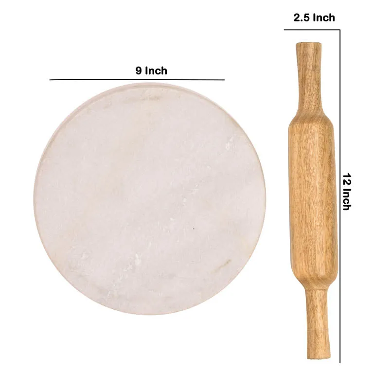 Pavona Wood Rolling Pin With Marble Board - Set Of Two media 6