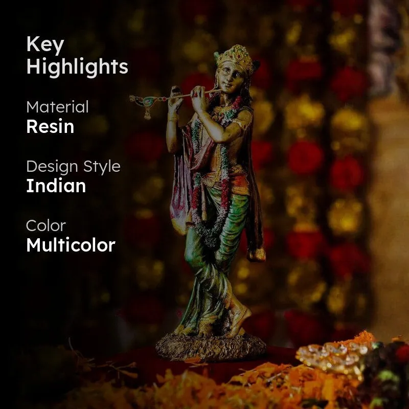Krishna Symphony Resin Idol - Multicolor media 2