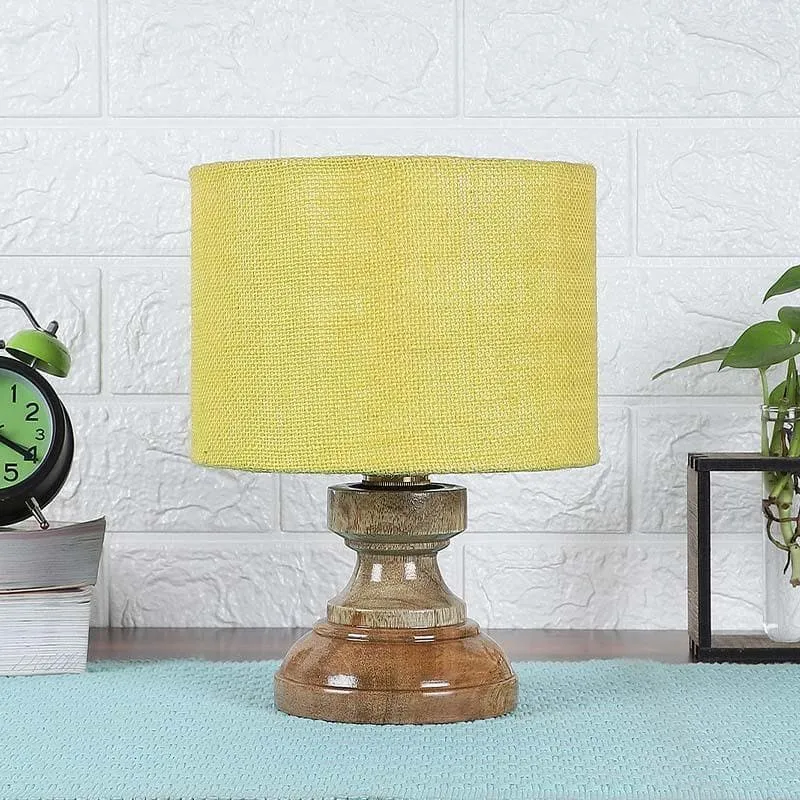 Solid Helios Fabric Table Lamp - Yellow,Brown media 3