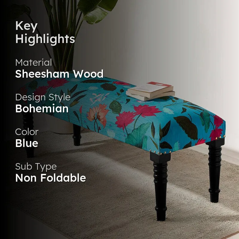 India Circus Sheesham Wood Blossomy Mosaic Wooden Bench media 2