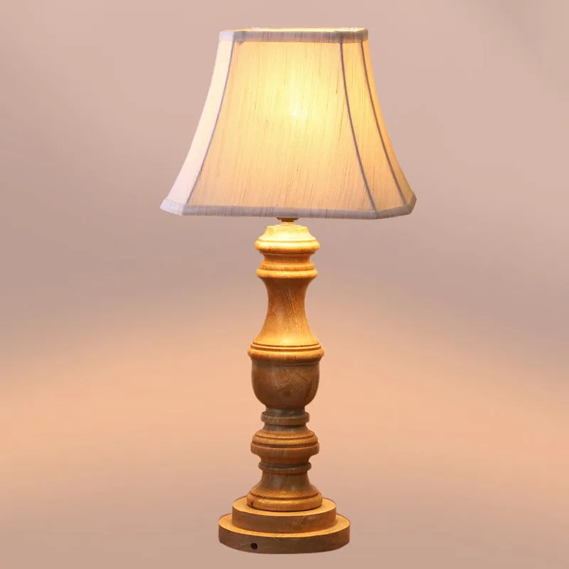 Allume I Carve Wooden Table Lamp - White,Brown media 4