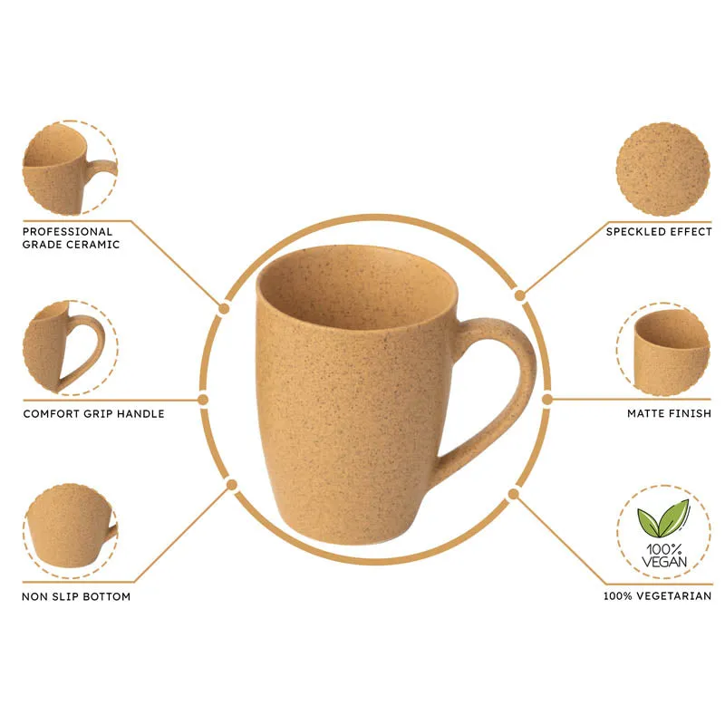 Sip & Style Ceramic Coffee Mug (Mustard Yellow/300 mL Each) - Set Of Two media 5
