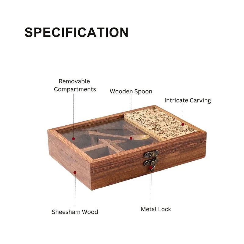 Ambar Sheesham Wood Masala Box - Eight Piece Set media 4