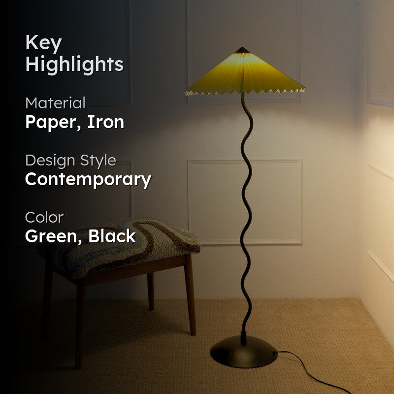Fig Living Iron Wavy Floor Lamp (Light Green) media 2