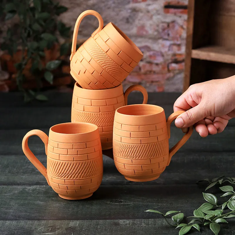 Suvarsha Terracotta Coffee Mug (400 mL Each) - Set of Four media 5