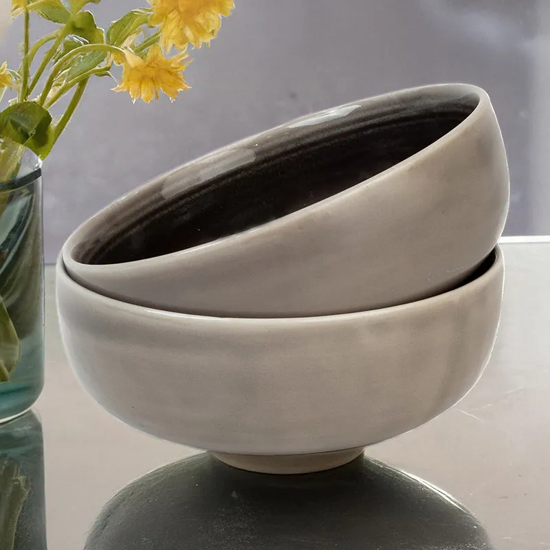 Caspian Porcelain Snack Bowl (Grey/850 mL) - Set Of Two media 1