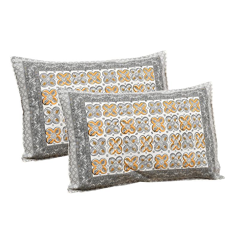 Murti Ethnic Cotton Bedsheet (Yellow,Grey) - 180 TC media 3