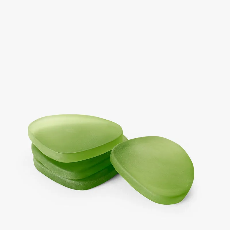 Glossy Pebble Glass Coaster (Green) - Set Of Four media 4