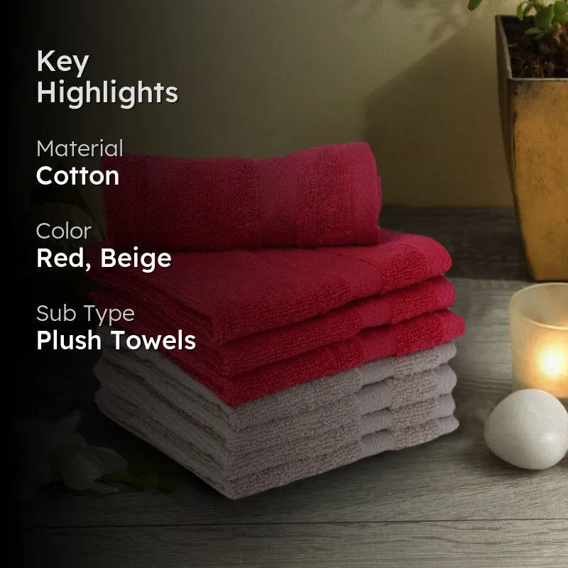 Miorah Face Towel (Red & Beige) - Set Of Eight media 2