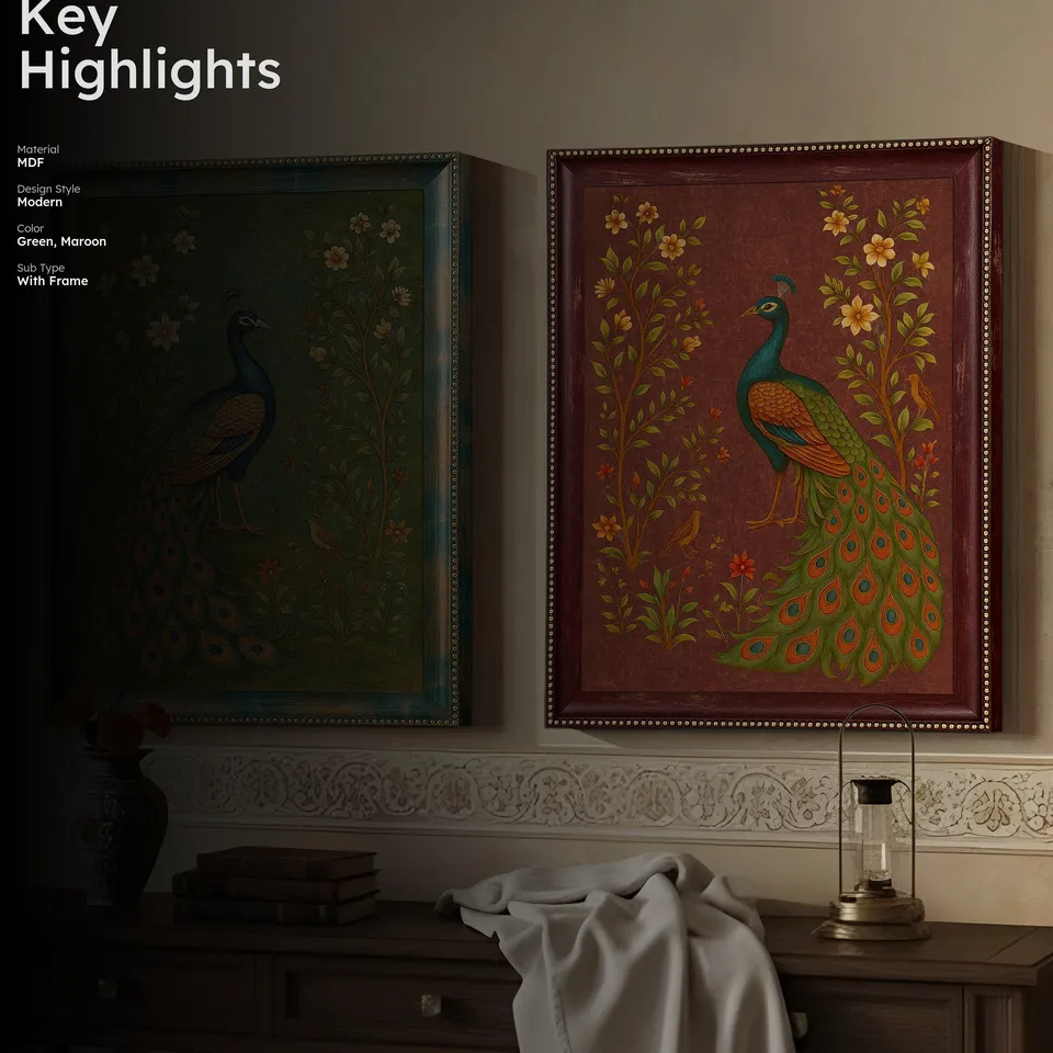 Royal Peacock Bloom Wall Art - Set Of Two media 2