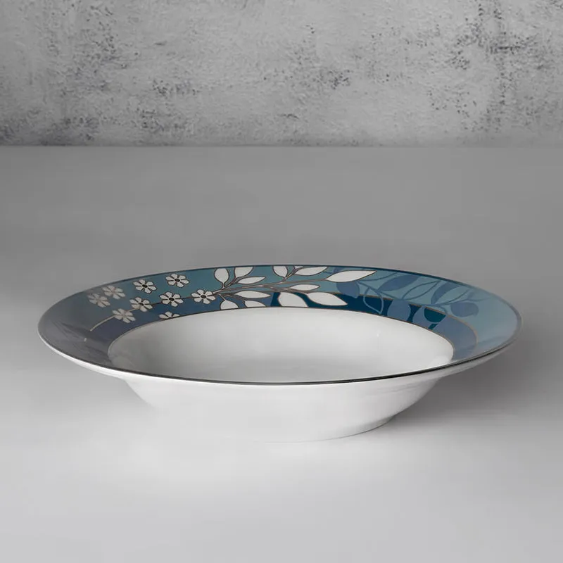 India Circus Azura Bone China Pasta Plate - Set Of Two media 5