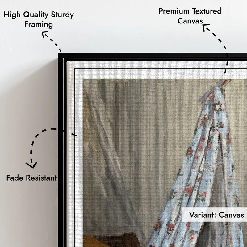 The Cradle Camille With the Artist's Son Jean Archival Canvas Wall Painting - Black Frame media 7