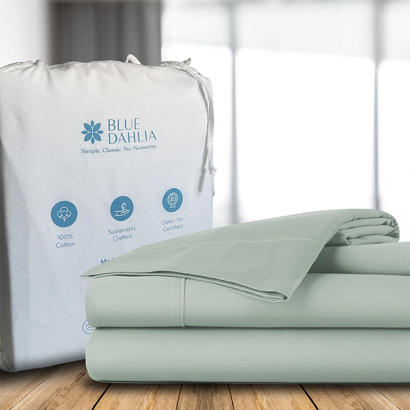 Maison Fitted Solid Cotton Bedsheet (Sage Green) - 400 TC media 14