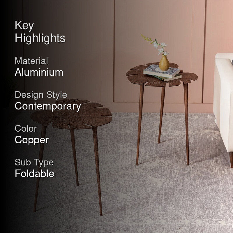 Monstera Leaf Accent Table (Copper) - Set Of Two media 2
