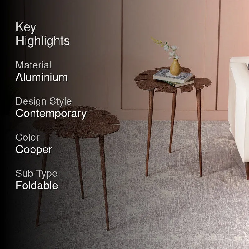 Monstera Leaf Accent Table (Copper) - Set Of Two media 2