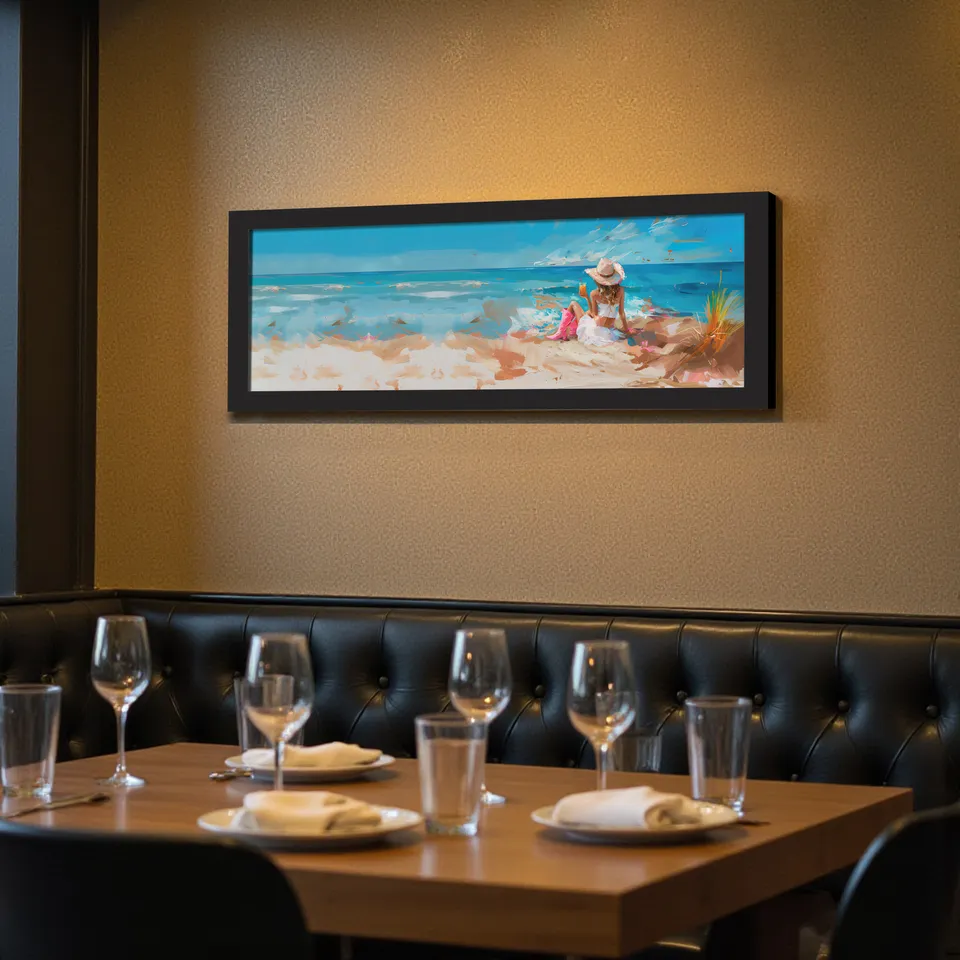 Solarae Summer Beach Wall Painting With Frame media 6