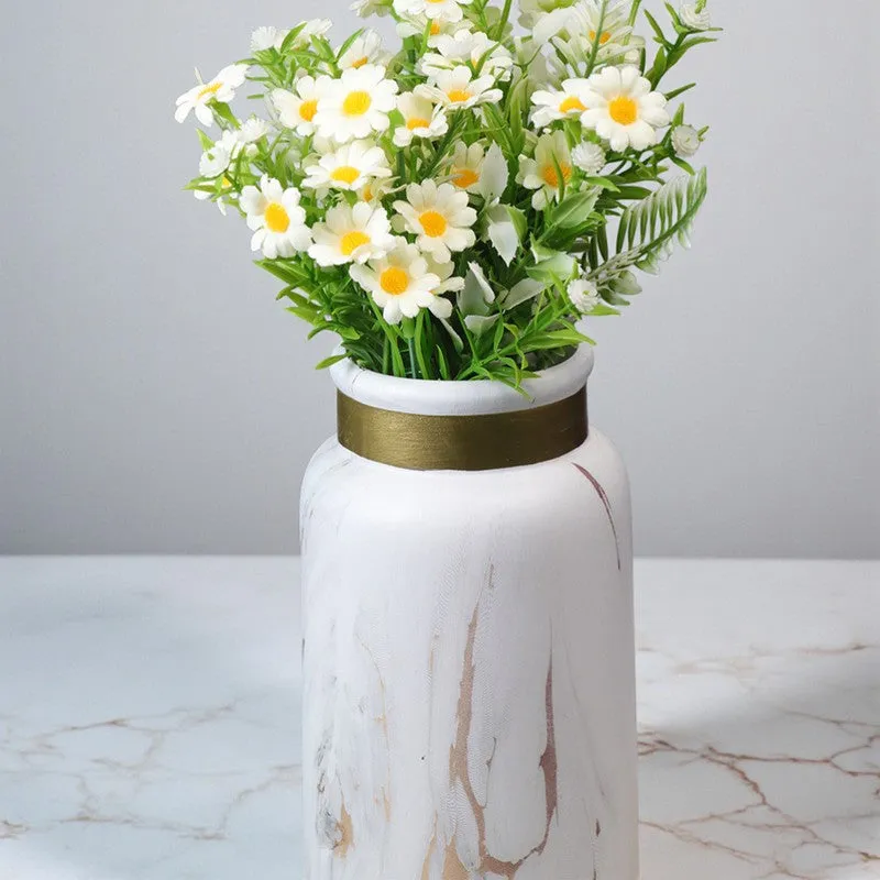 Bit-Daisy Silk Artificial Flower Stick - White & Yellow media 3