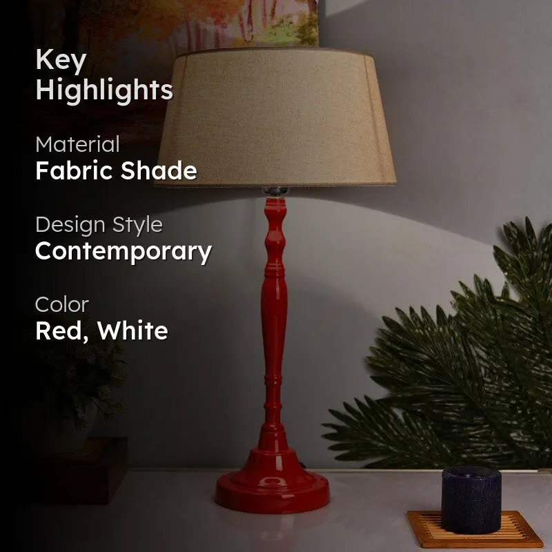 Eclectic Rouge Fabric Table Lamp - Red,White media 2