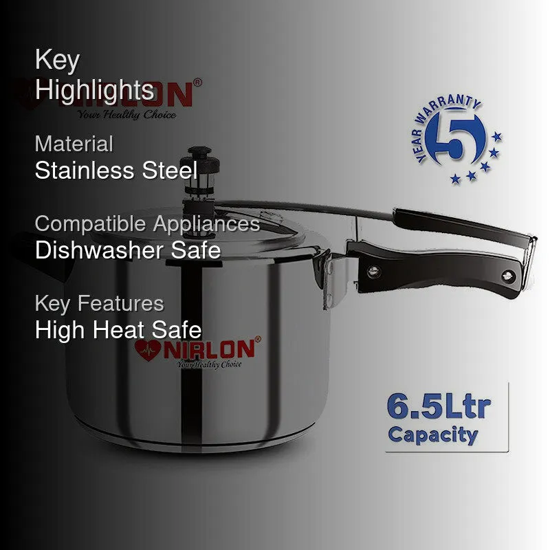 Nirlon Steel Pressure Cooker - 6500 mL/ 9 Inches media 2