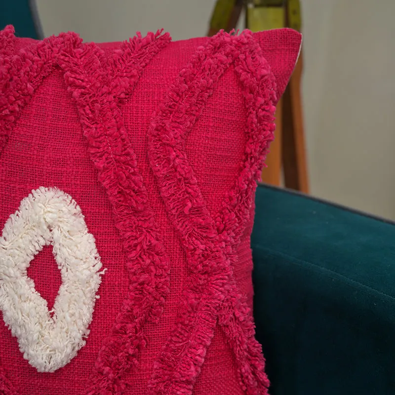 Brush Stitch Tufted Cushion Cover - Red media 5