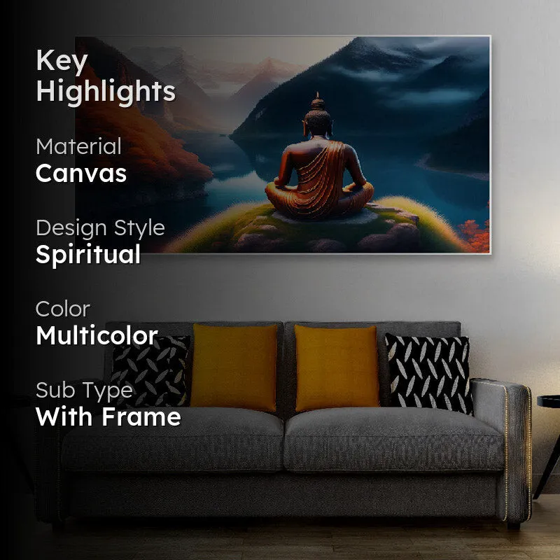 Buddha On Lake Side Canvas Wall Painting media 2