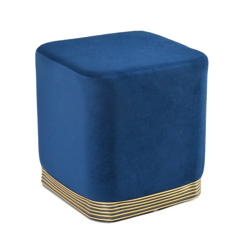 Aureum Solid Velvet Pouffe - Blue media 3
