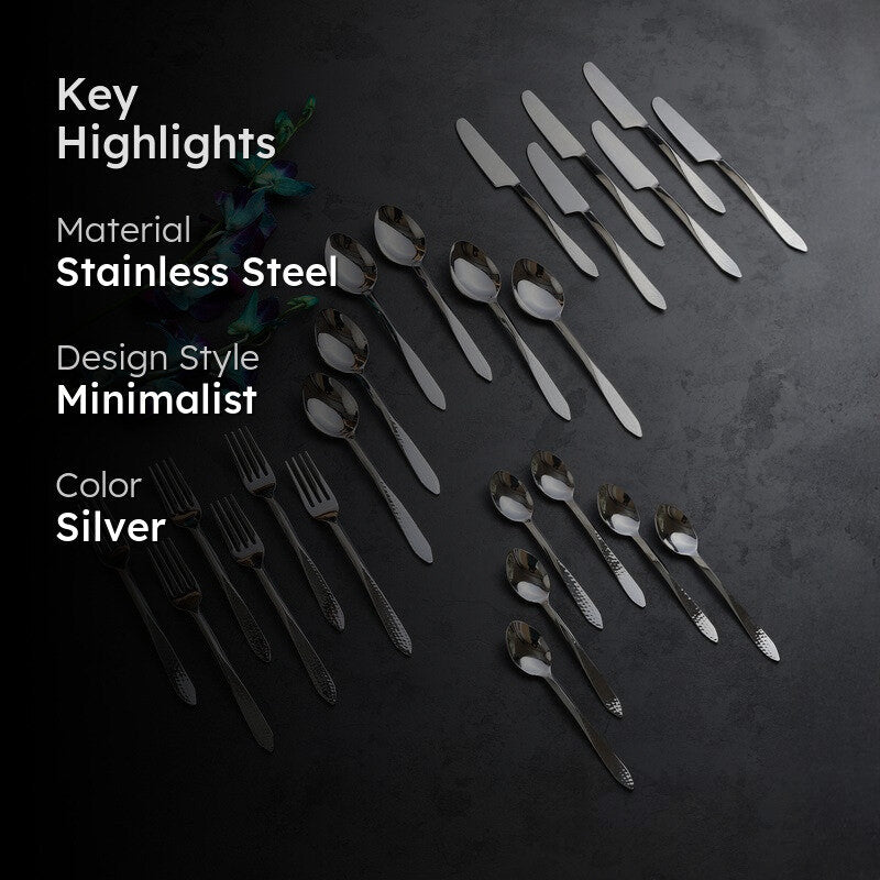 Novara Stainless Steel Cutlery Set (Silver) - Twenty Four Piece Set media 2