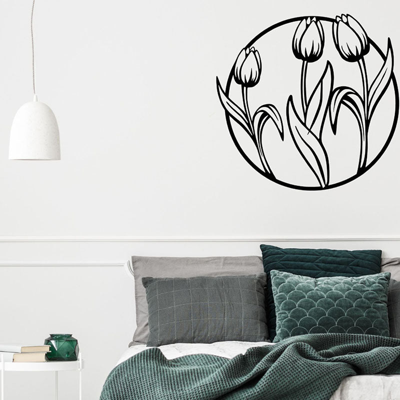 Tulips Bloom Black Iron Wall Accent