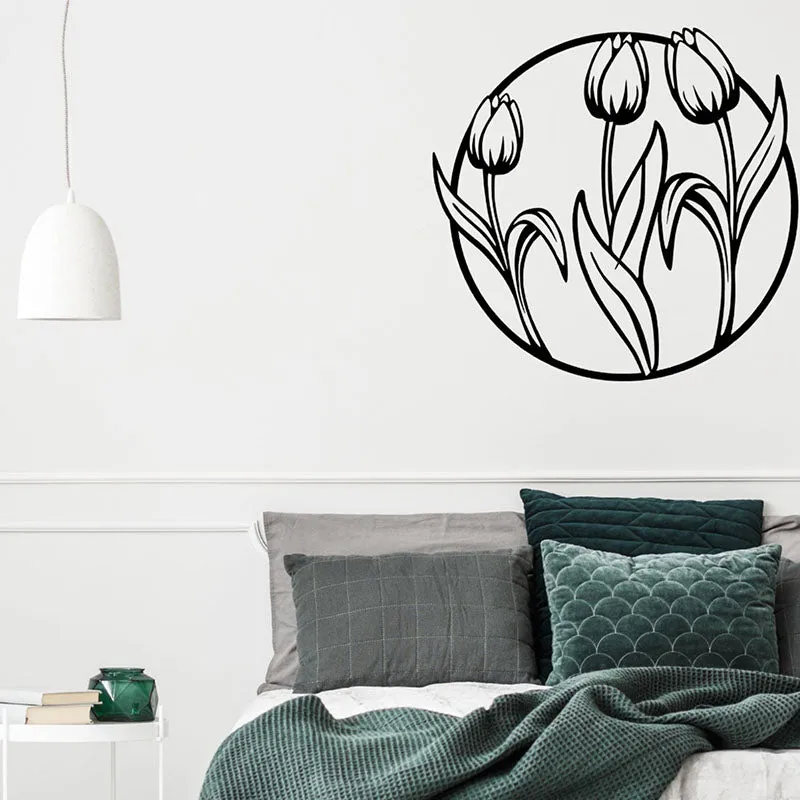 Tulips Bloom Black Iron Wall Accent media 1
