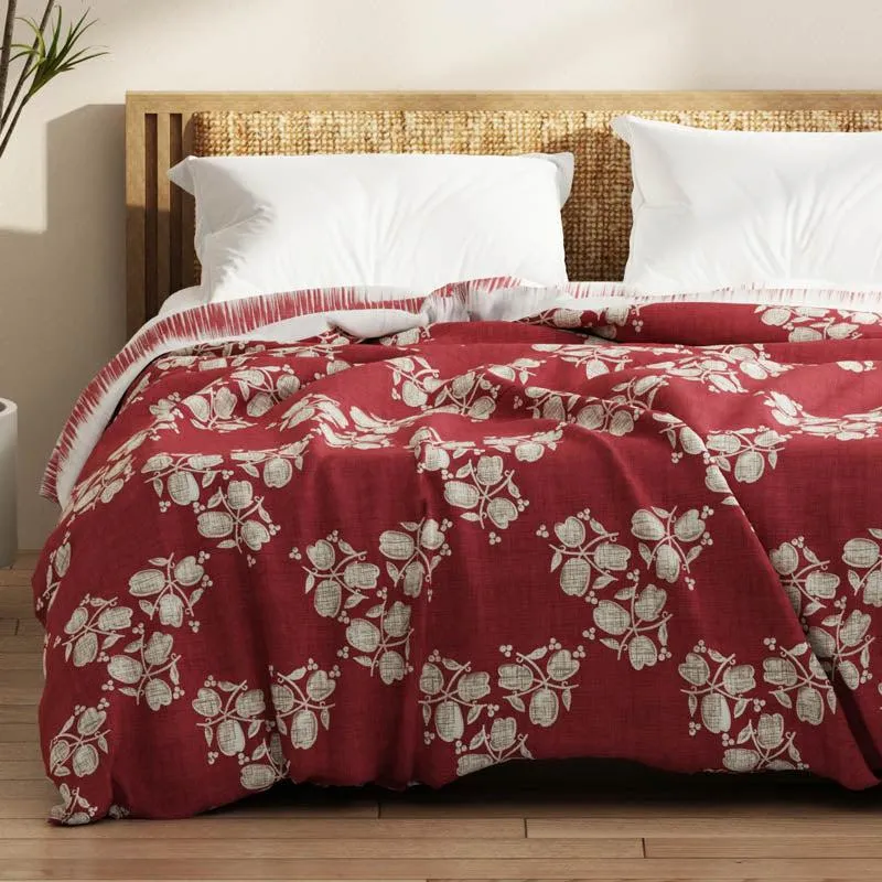 Minas Floral Reversible Microfiber Comforter (Red) - 120 GSM media 8