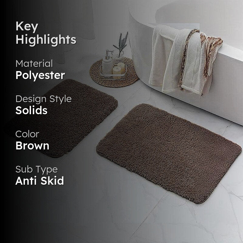 Nautica Cashmere Step Solid Anti-Skid Bath Mat (Brown) - Set Of Two media 2