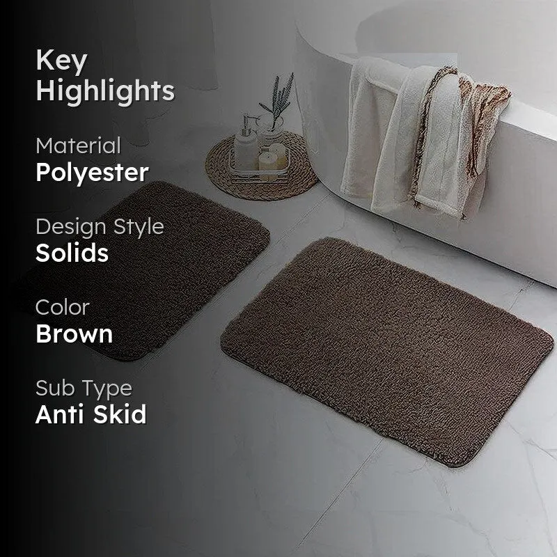 Nautica Cashmere Step Solid Anti-Skid Bath Mat (Brown) - Set Of Two media 2