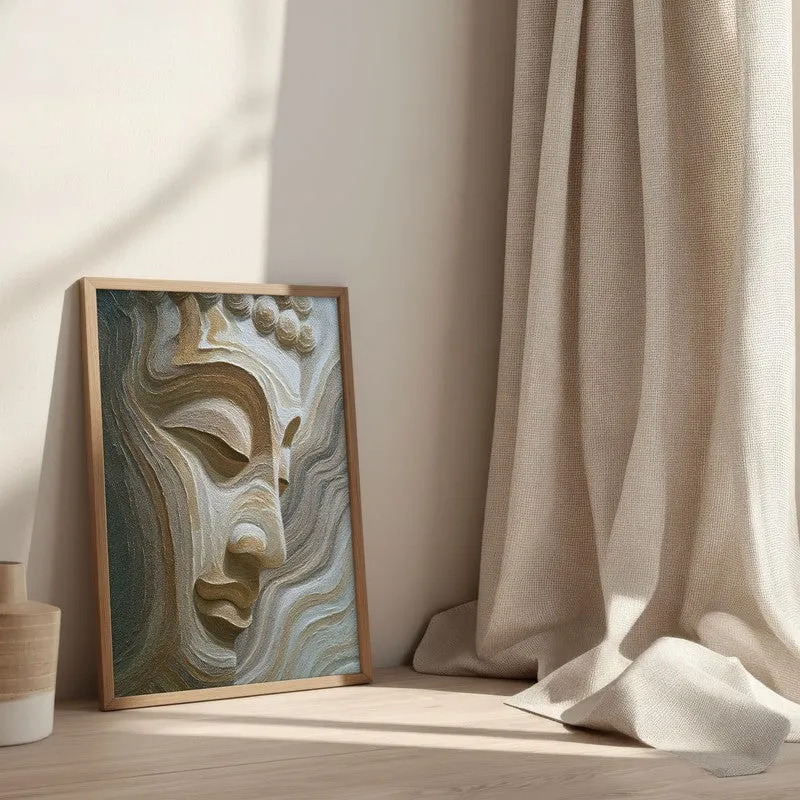 Buddha of Inner Peace Archival Paper Wall Painting With Brown Frame media 3