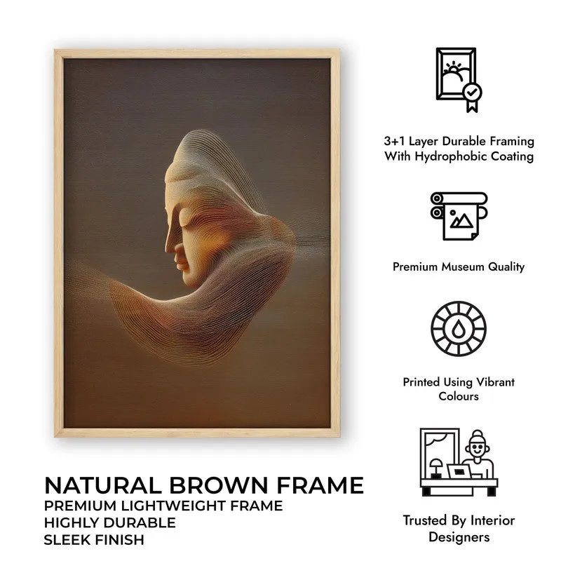Serene Buddha Archival Paper Wall Painting With Brown Frame media 9