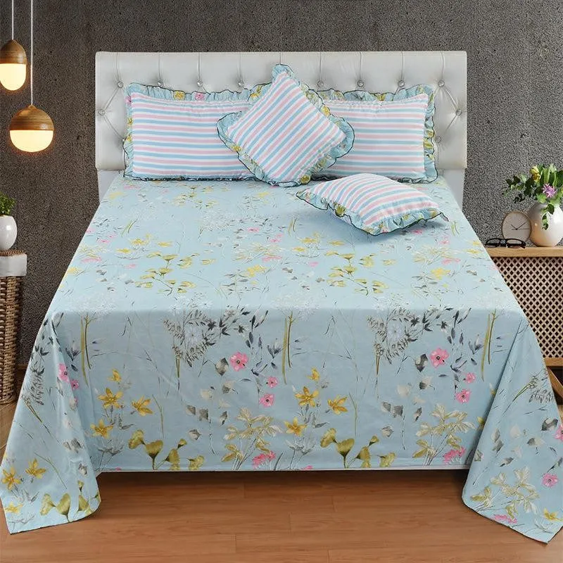 Estofa Frilled Floral Microfiber Bedding Set - Five Piece Set media 3
