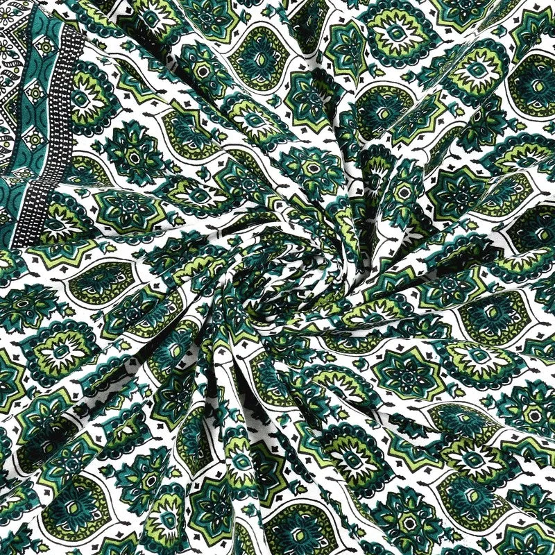 Styleo Cotton Bedsheet (Green,White) - 240 TC media 5