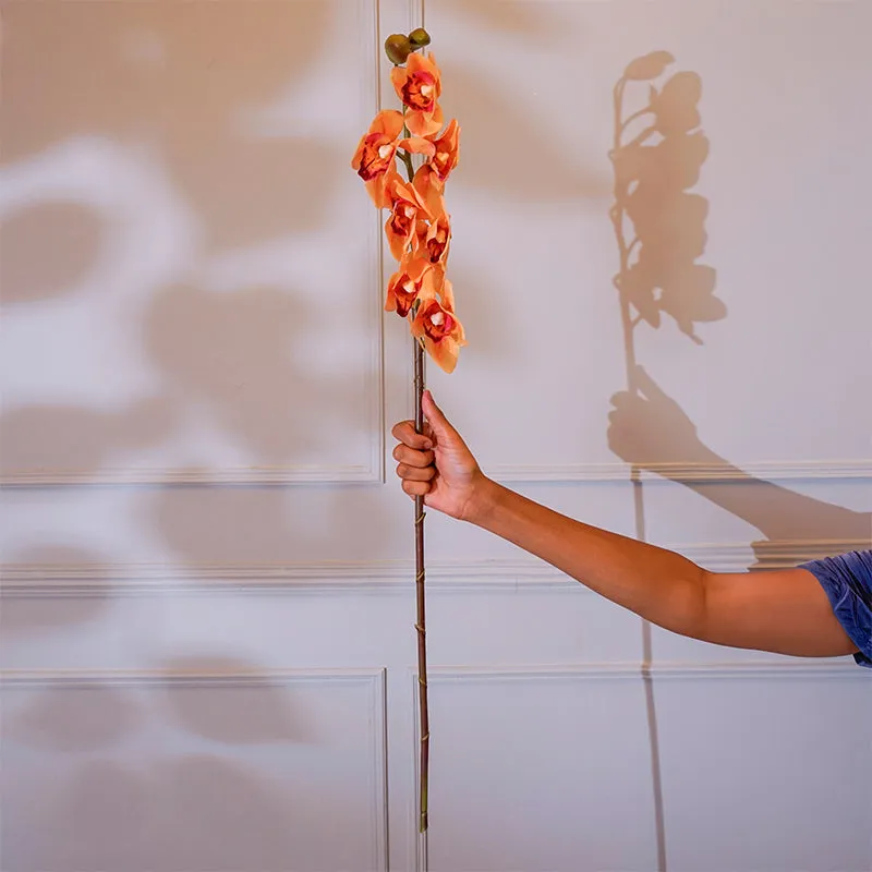 Faux Cymbidium Orchid Flower Stick (Yellow) - 35 CM media 1