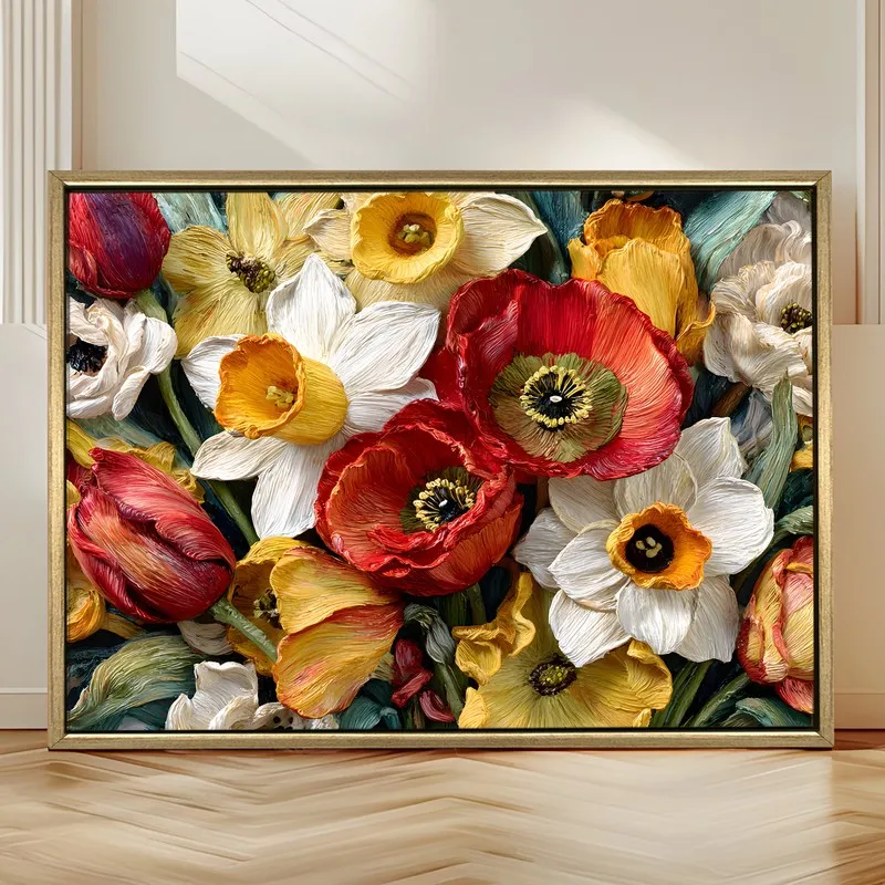 Floral Tapestry Canvas Wall Painting With Frame media 4
