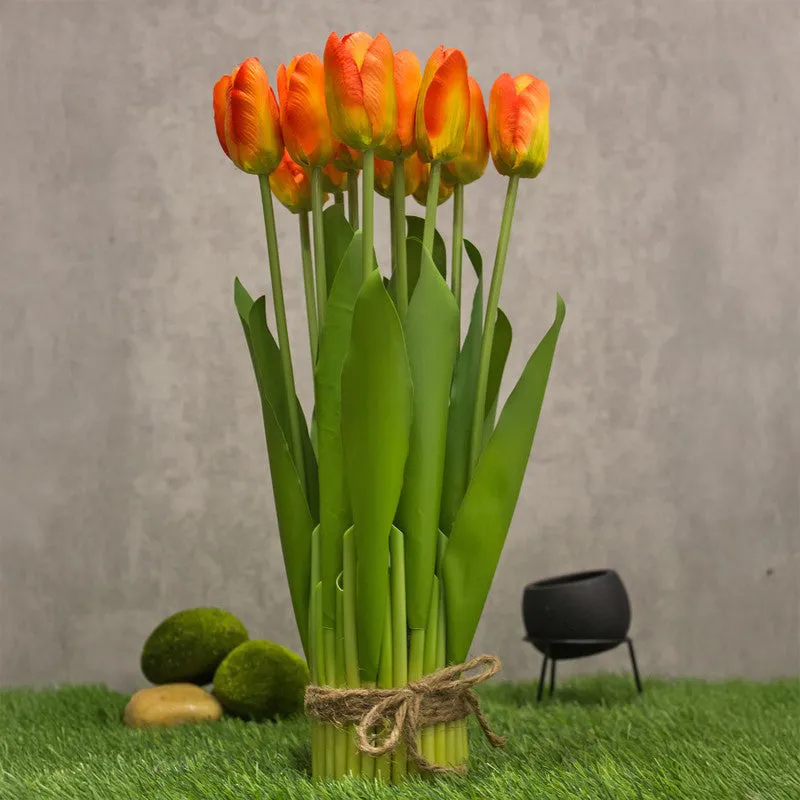 Artificial Tulip Flower Bunch Timeless Charm - Orange media 1