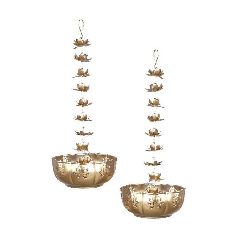 Lotus Cascade Hanging Urli - Set Of Two media 3