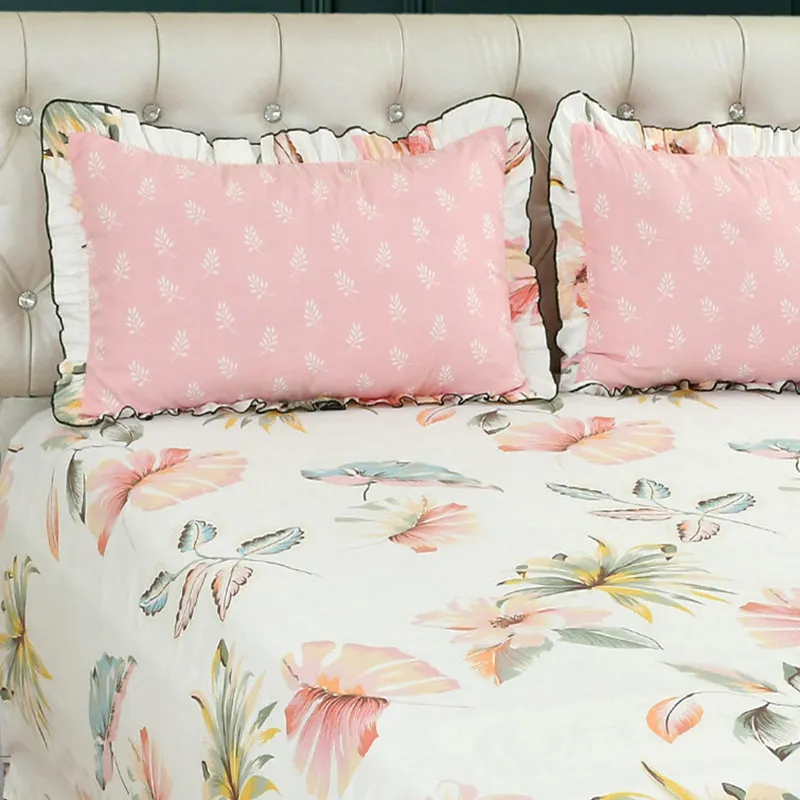Berry Blush Frill Microfiber Bedsheet - 150 GSM media 3