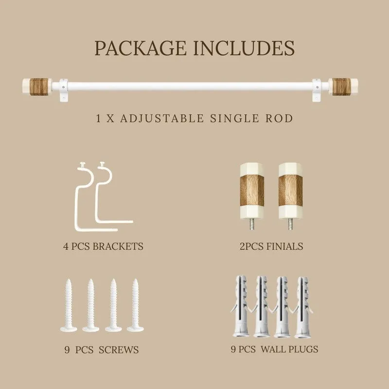 Opaline Extendable 1" Single Curtain Rods With Round Finial & Brackets media 6