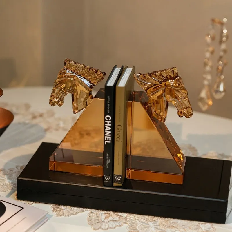 Horse Shaped Crystal Book End - Orange media 1