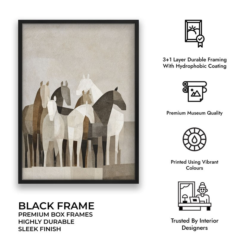 Drifting Horse Wall Painting With Black Frame media 10