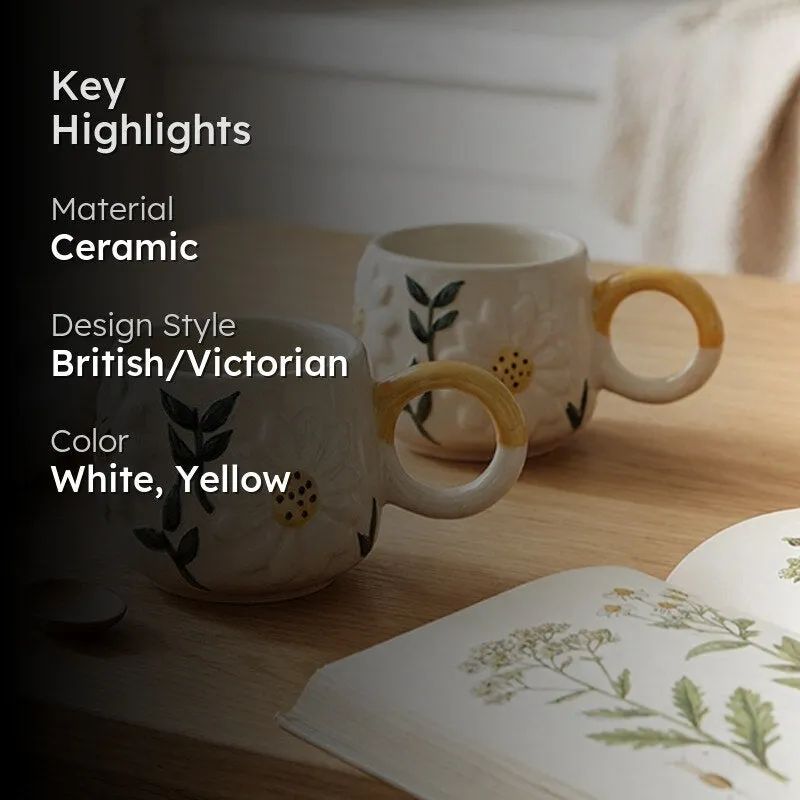 Daisy Ceramic Coffee Mug (300 mL Each) - 2